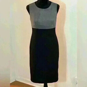 Evan Picone Black Label Sleeveless Black & Grey Colorblock Pencil Dress